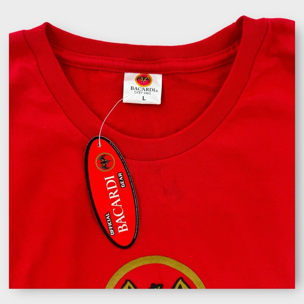 Bacardi T Shirt Mens Large Alcohol Cotton Red Short Sleeve Tee Promotional NEW - Picture 2 of 7